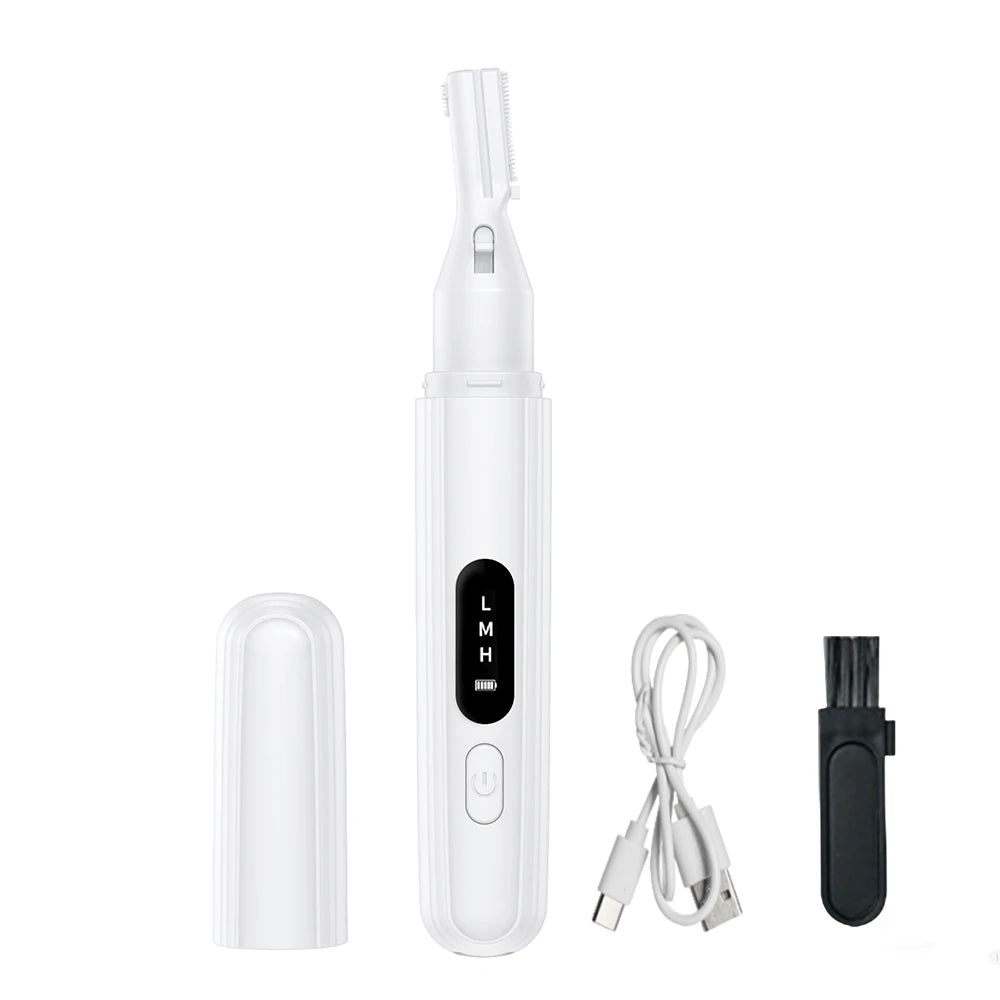 Electric Eyebrow Trimmer Rechargeable Electric Eyebrow Shaver Razor Electric Facial Blades for Women Body Facial Hair Removal Peaceful Pleasures Health and Wellness White