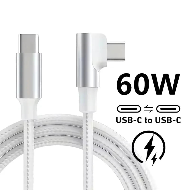 60W USB-C 90° Fast Charge Cable | iPhone 15 16 17 MacBook iPad