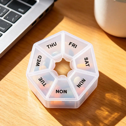 7-Day Airtight Pill Organizer – Weekly Pill Case for Travel Weekly Pill Organizer Peaceful Pleasures Health and Wellness