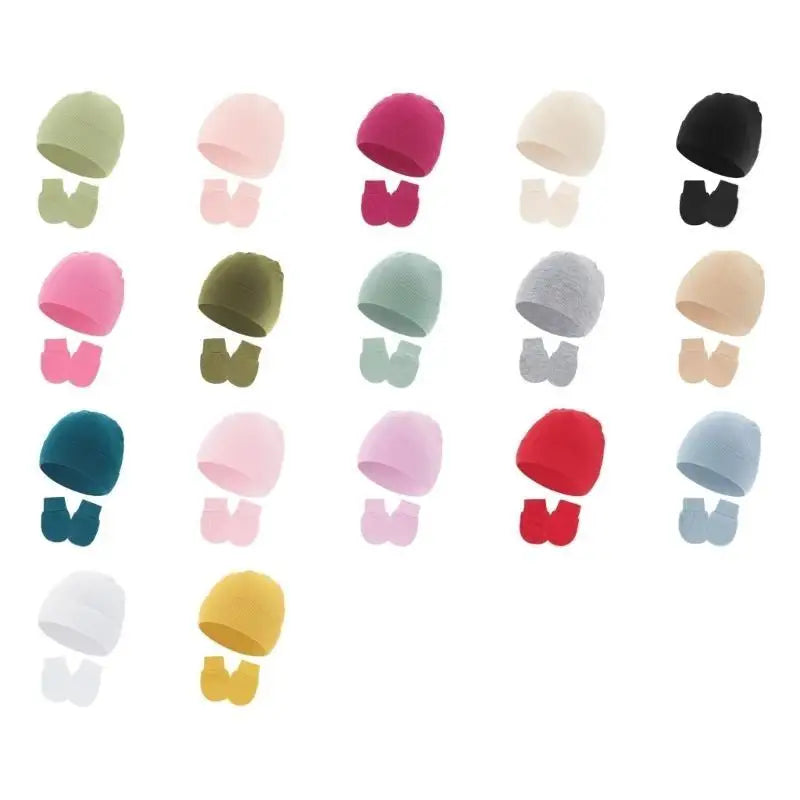 Newborn Baby Bonnet Hat & Anti-Scratch Gloves Set | 0–3 Month