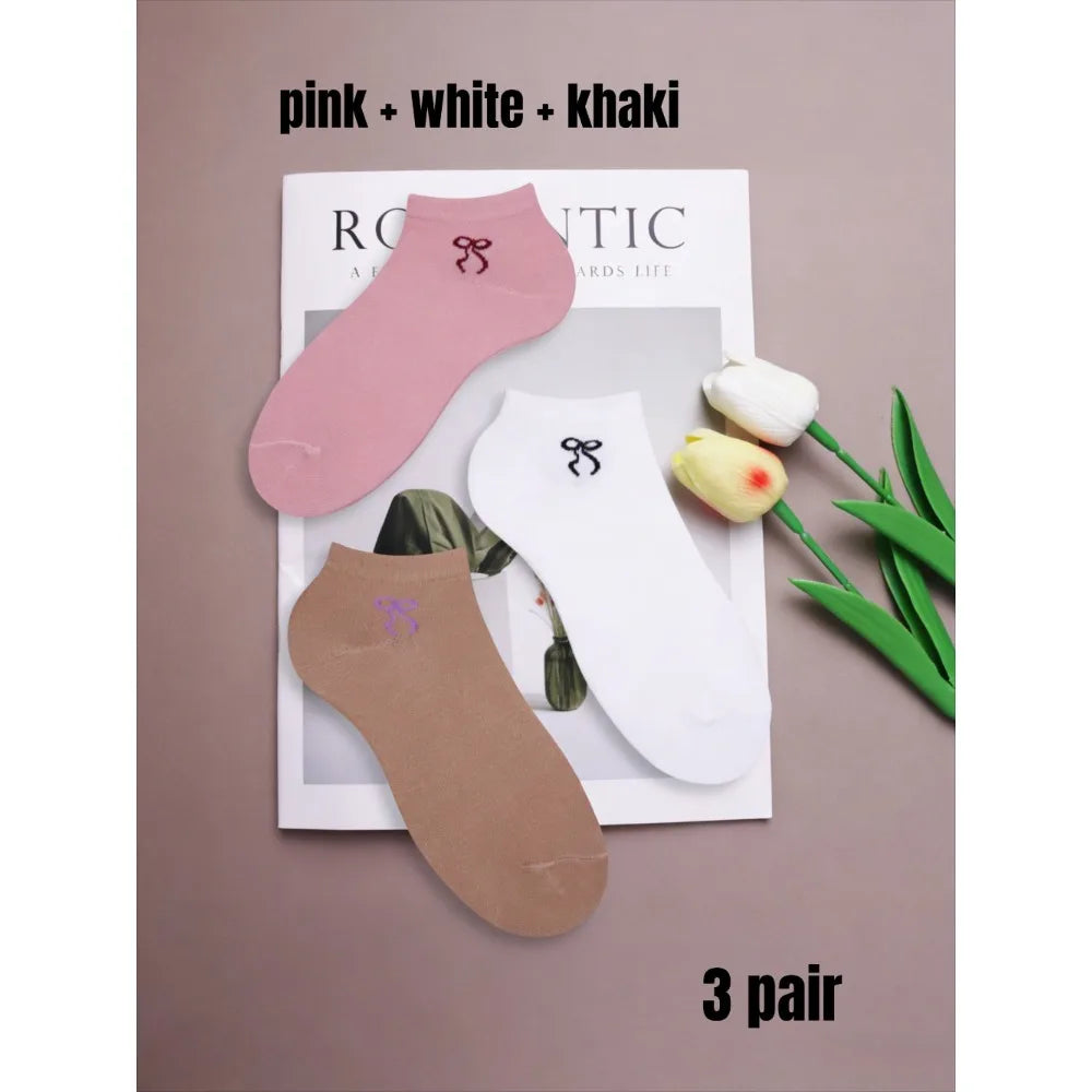 Korean Bowknot Ankle Socks – Candy Color Cute Women's Socks