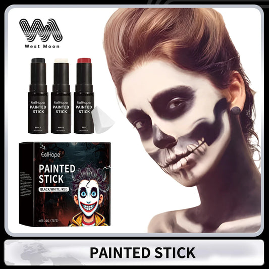 Eelhope Halloween Body Paint Stick Set – Black White Red, 21g Halloween Face Paint Oasis Select