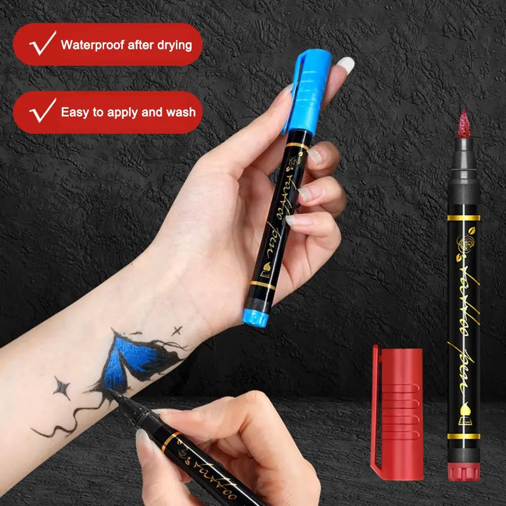 Dual-End Temporary Tattoo Markers – 10 Color Body Art Pens