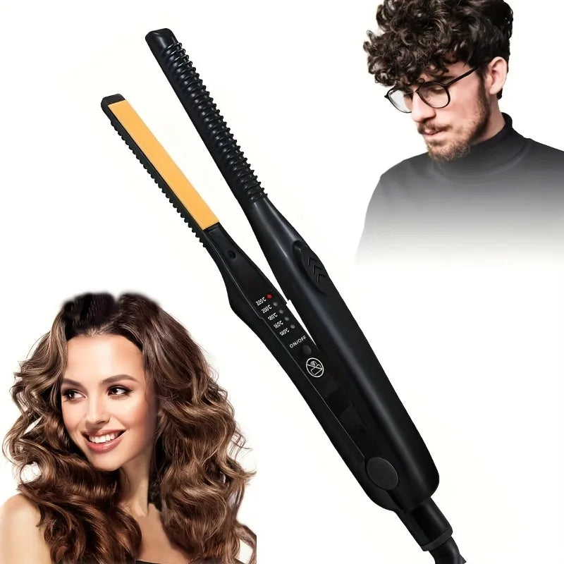 Small Flat Iron for Short Hair, Temperature Adjustable Pencil Flat Iron Fast Heat Up, Beard Straightening Iron Peaceful Pleasures Health and Wellness