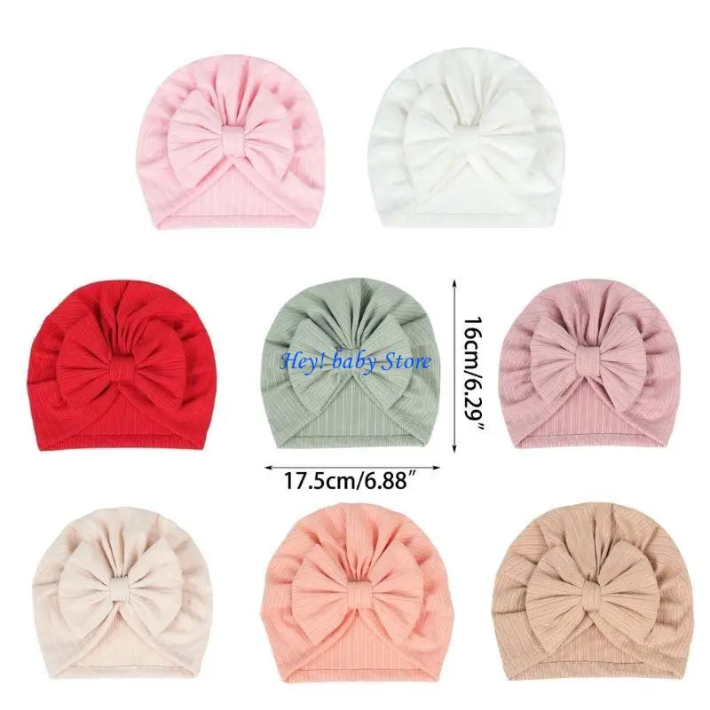 Baby Bowknot Turban Beanie Hat | Newborn Photo Prop 0–12M