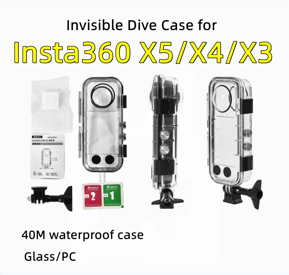 Insta360 X3 X4 X5 Waterproof Housing Case – 40M Dive Shell