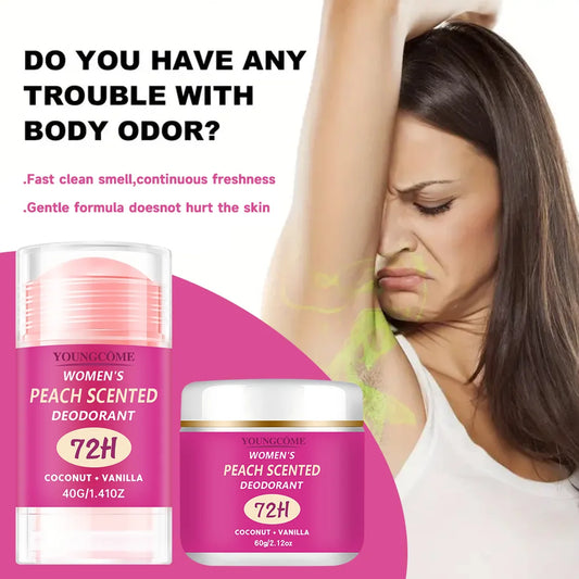 Women's Peach Scented Deodorant 72H Lasting Armpit Deodorizer Effective Body Odor Removal Sweat Eliminator Underarm Odor Peaceful Pleasures Health and Wellness