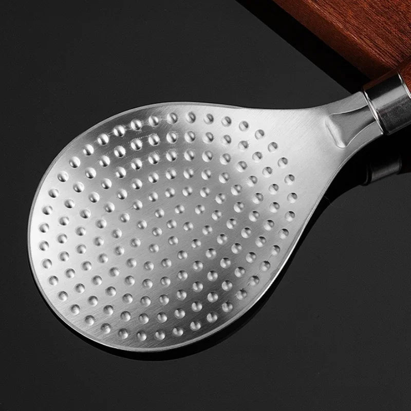 Rice Scoop Thickened Stainless Steel Wooden Handle Spoon Non-stick