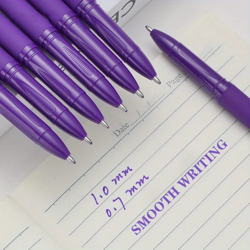 6-Pack Purple Gel Pens 0.7mm | Smooth Non-Erasable Ink
