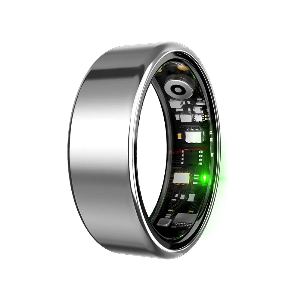 Smart Ring Premium Temperature Remote Control Sports Sleep Health Fitness Fasion Ring for Android iOS Phone for Woman Man Rings Peaceful Pleasures Health and Wellness Silver Cable 9