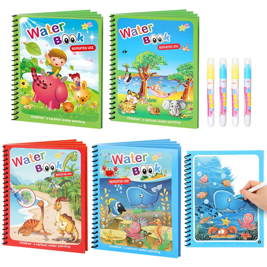 Water Drawing Books Educational Toy Kids Toddlers Reusable Graffiti Peaceful Pleasures Health and Wellness