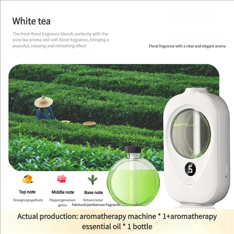 Smart Wall Mounted Essential Oil Diffuser Aromatherapy Humidifier Automatic Air Deodorization for Home Peaceful Pleasures Health and Wellness 1pc White tea Oil