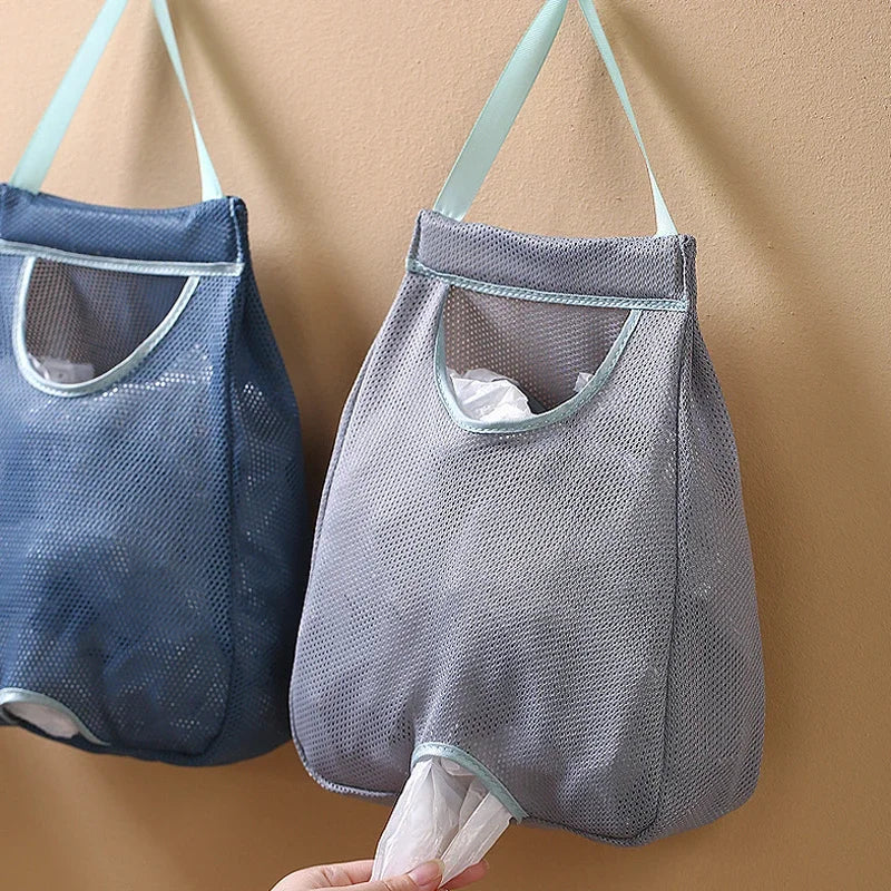 Wall-Mount Plastic Bag Holder & Dispenser | Washable Mesh