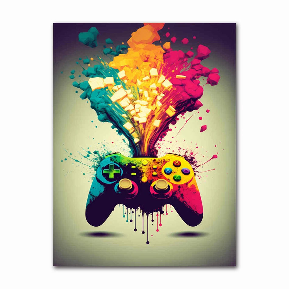 Colorful Game Controller Wall Art Poster Prints Nordic Aesthetic Picture Canvas Painting Gaming Boy Room Home Decoration Peaceful Pleasures Health and Wellness