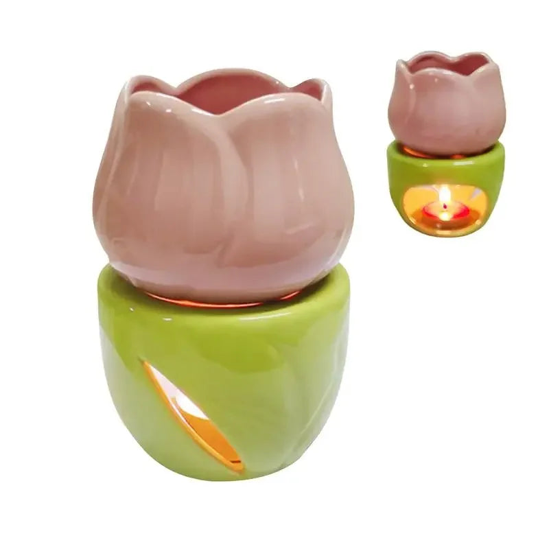 Colorful Tulip Ceramic Aroma Diffuser Creative Large-capacity Split Diffuser Fresh and Fragrant Indoors Essential Oil Diffuser Peaceful Pleasures Health and Wellness
