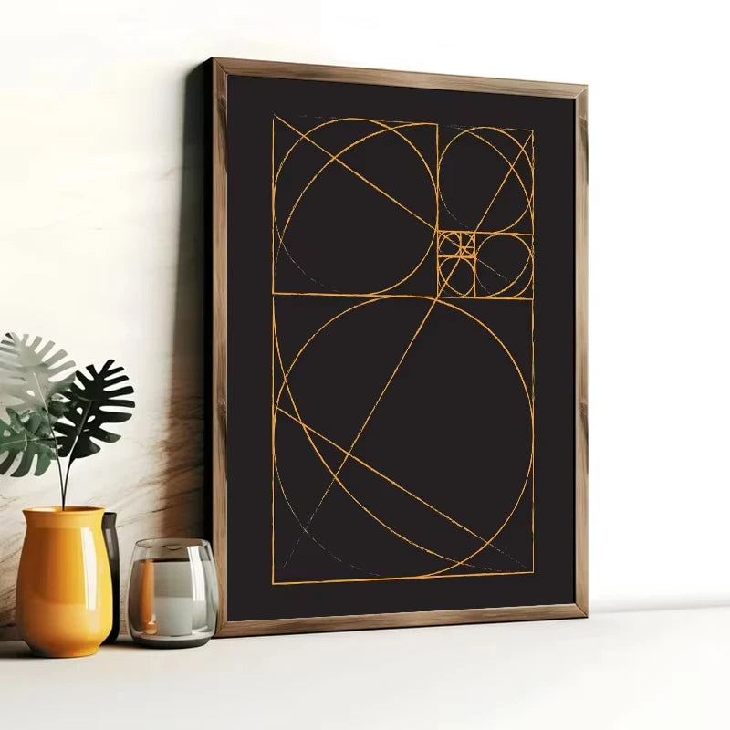 Fibonacci Spiral Golden Ratio Canvas Wall Art | Science Decor