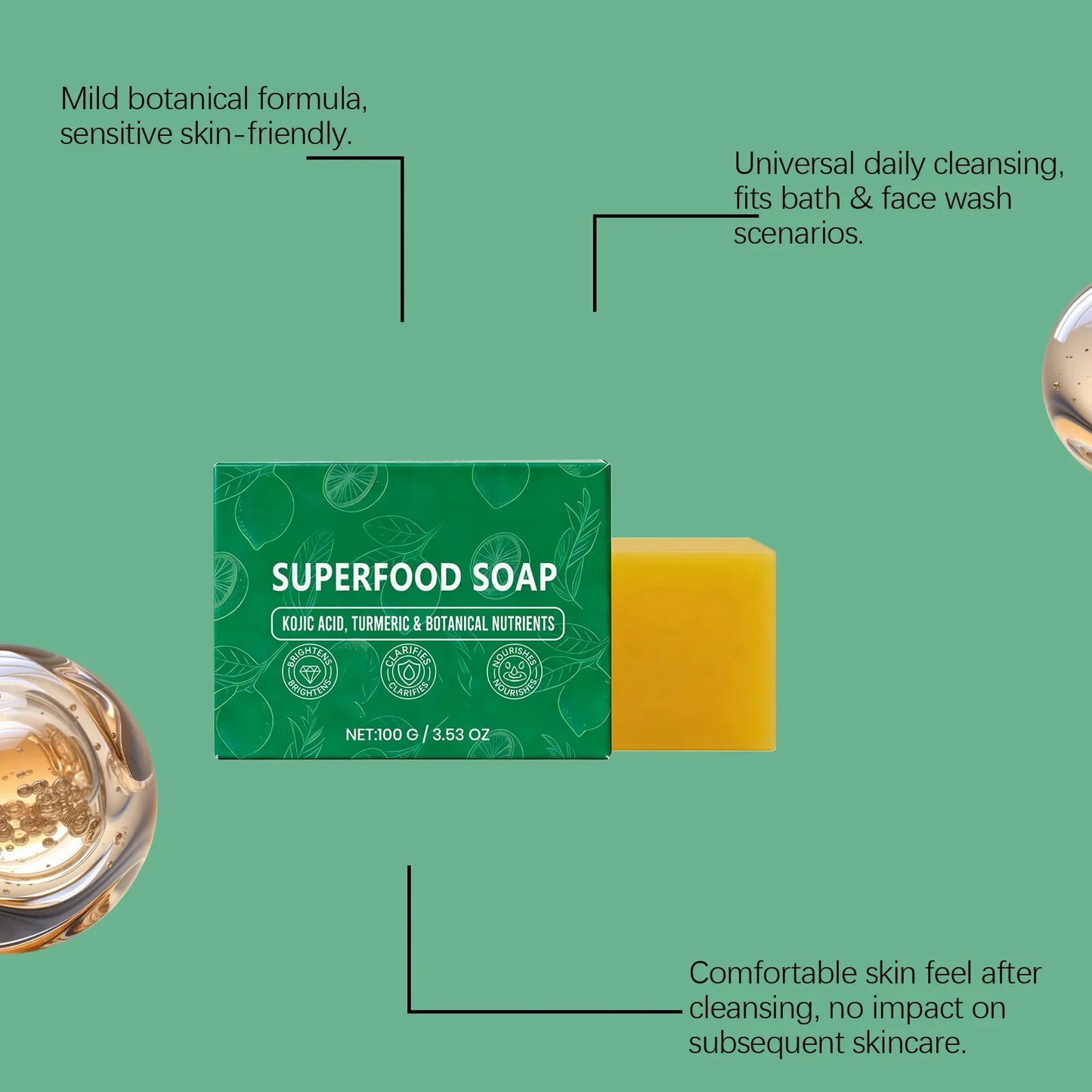 Natural Superfood Facial Soap – Brightening & Deep Cleansing Bar
