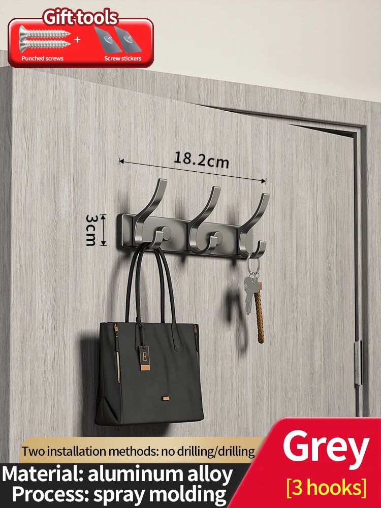 No-Drill Aluminum Wall Hook – Coat, Robe & Bag Hanger Organizer