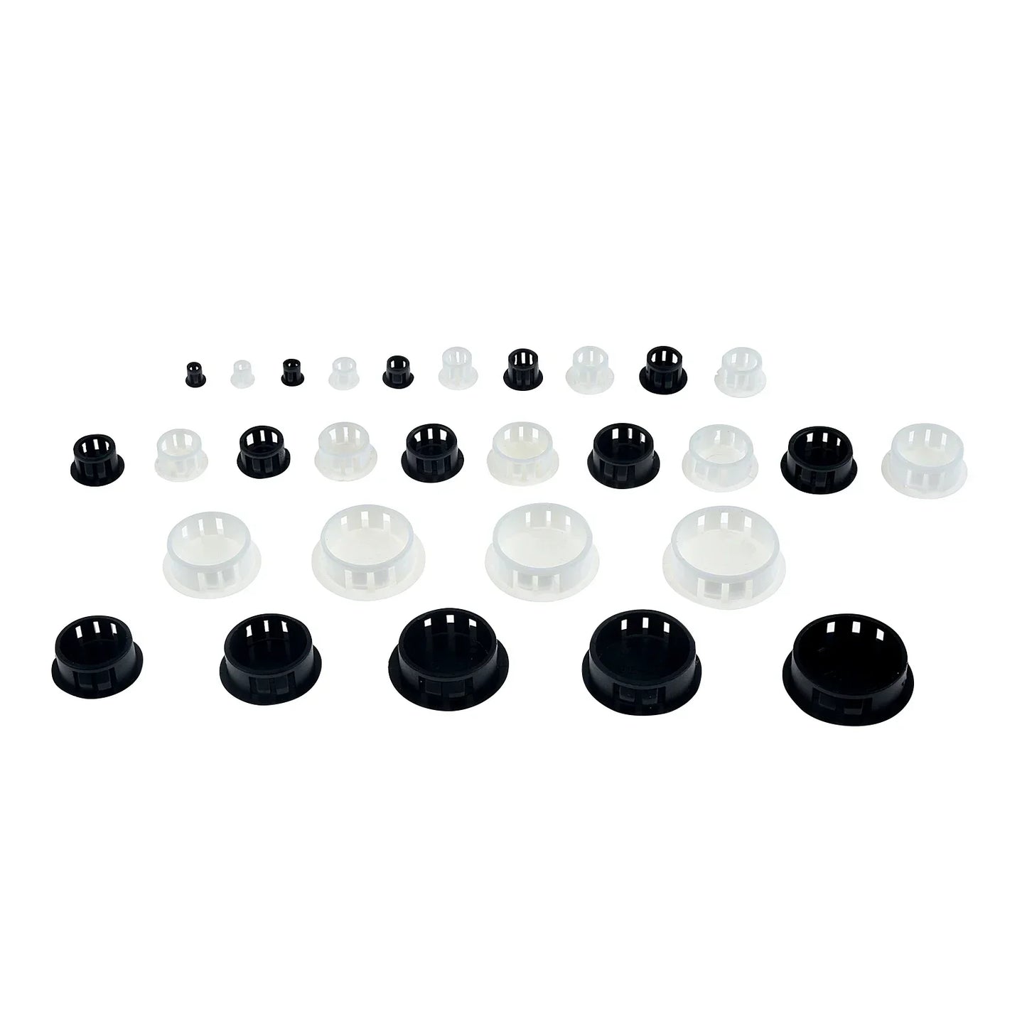 50Pcs Plastic Blanking End Caps Hole Plugs 5mm–32mm Black/White