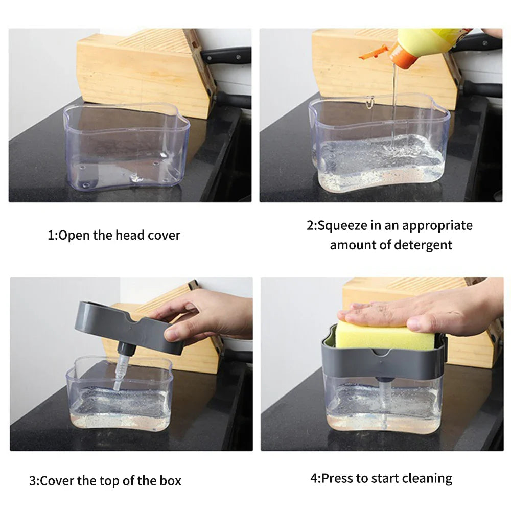 Kitchen Soap Dispenser Box – One-Hand Press Pump | PP Plastic