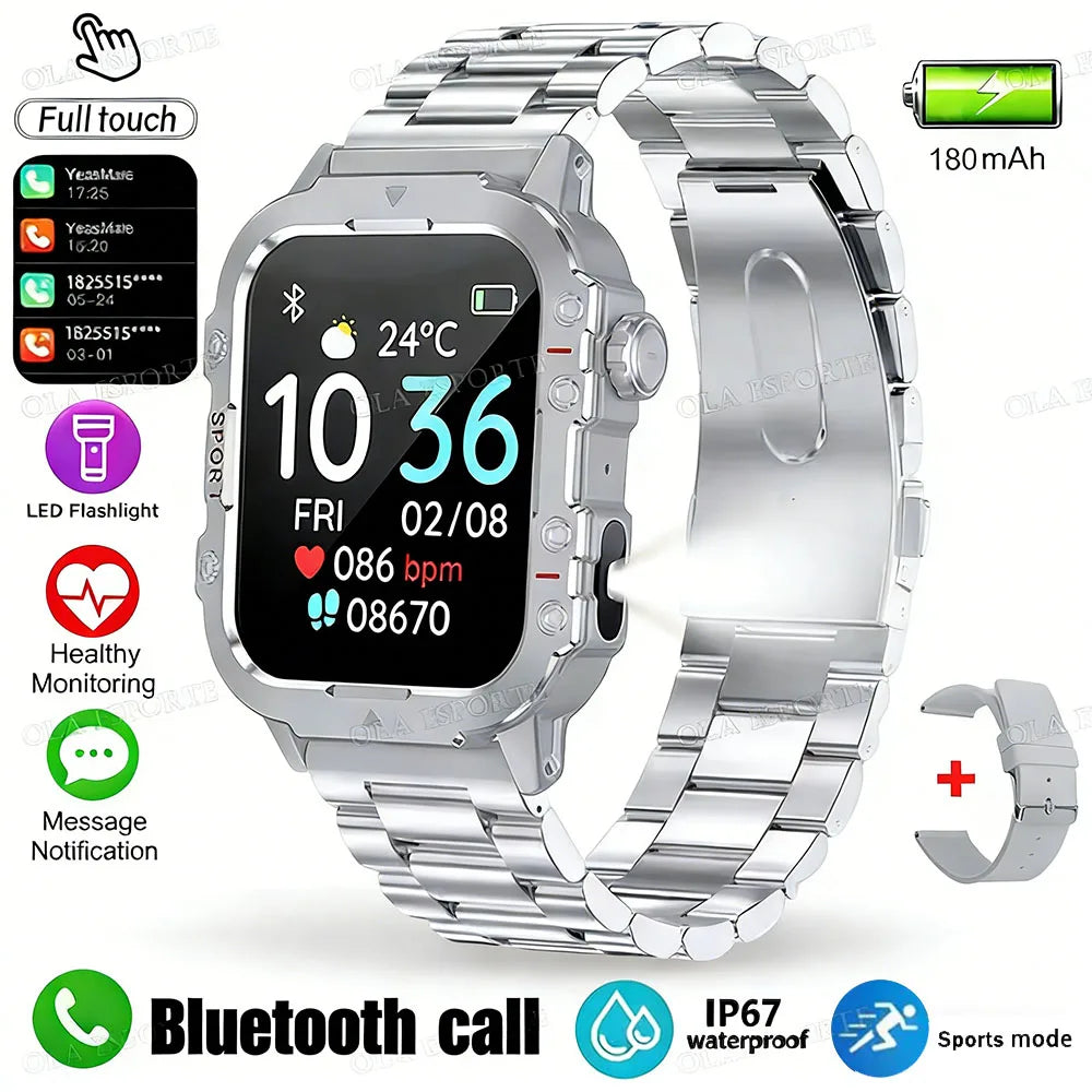 Military Sports Smartwatch | Flashlight, Calls, 3ATM Waterproof