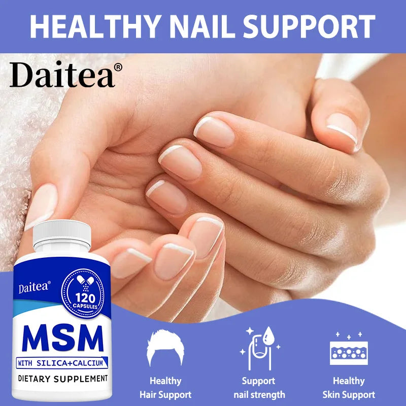 MSM with Silica + Calcium Capsules, 120 Servings – Supports Bone Health – Promotes Hair & Nail Health – Non-GMO, Gluten-Free Peaceful Pleasures Health and Wellness