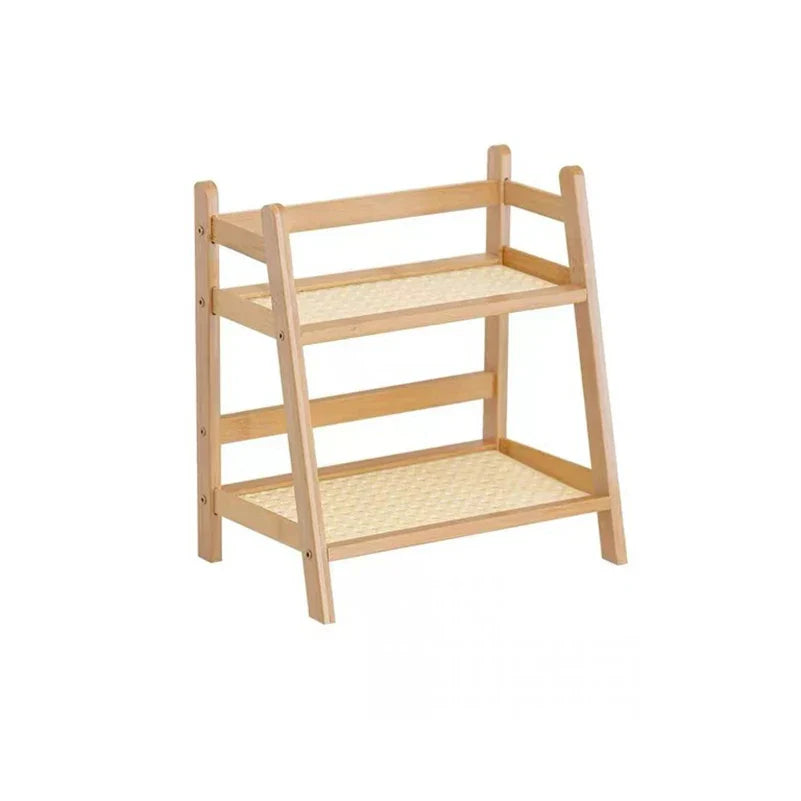 Bamboo Rattan Desktop Shelf Organizer – Cup & Sundry Holder