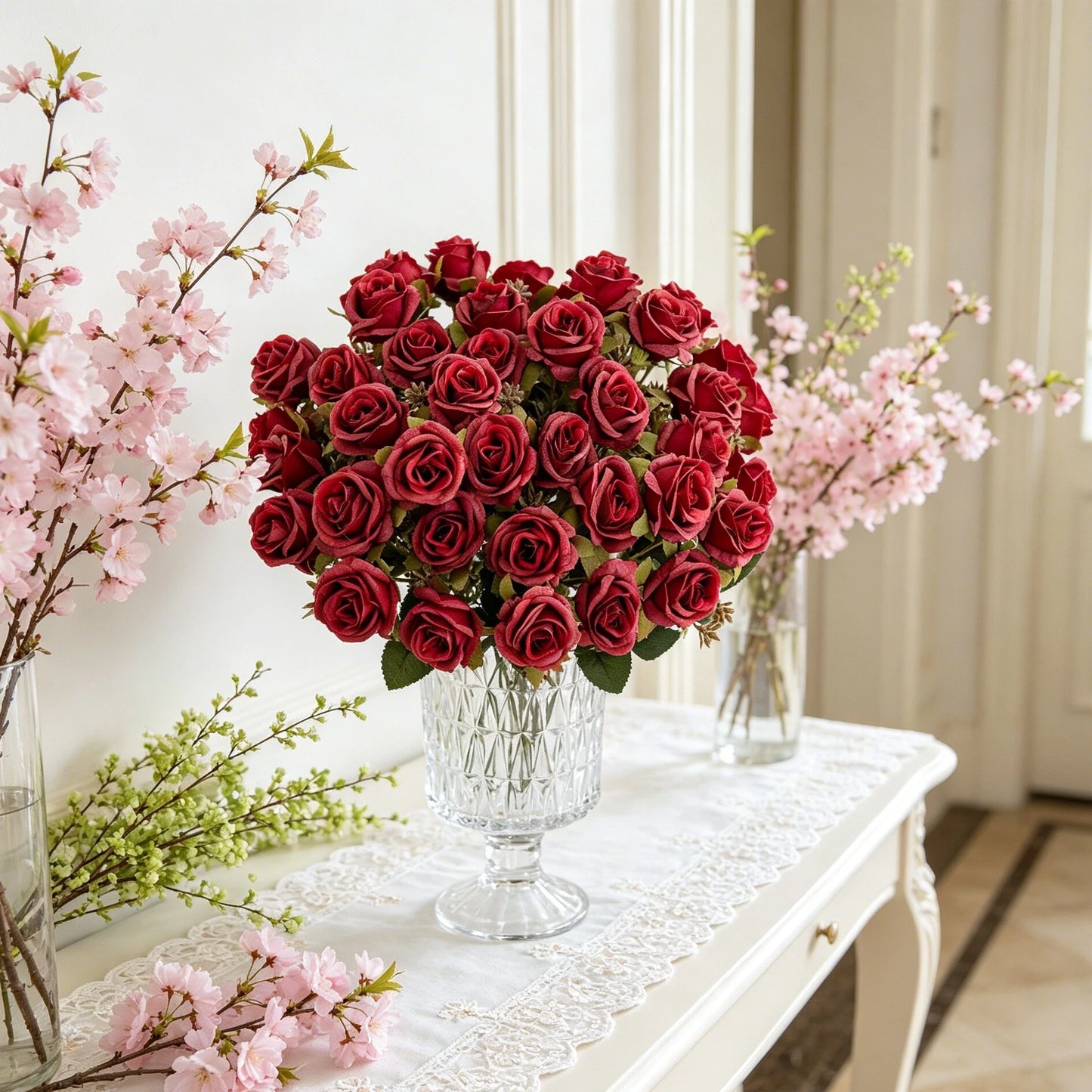 Artificial Silk Rose Carnation Bouquet | Wedding & Home Decor