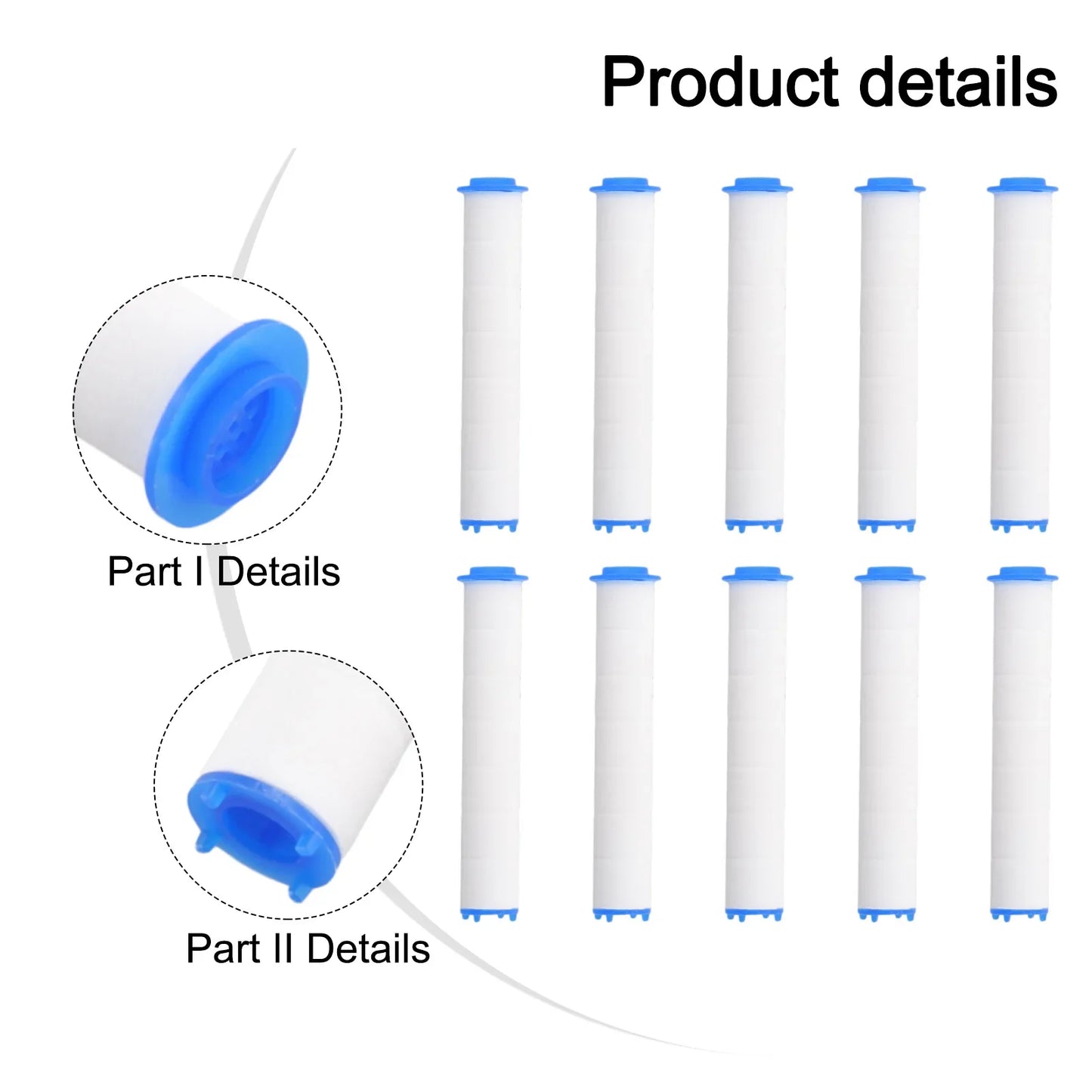10-Pack PP Cotton Shower Filter Replacement Cartridges