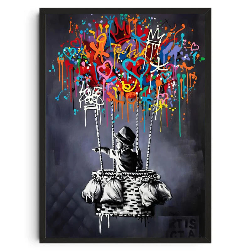 Graffiti Banksy Art Poster Banksy Image Series Printed Canvas Art Mural Used for Home Wall and Living Room Decoration, Framel Peaceful Pleasures Health and Wellness