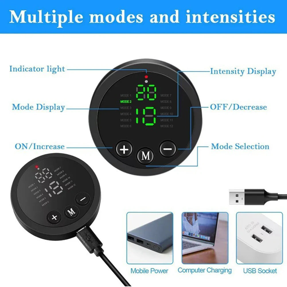 EMS AB Belt Muscle Stimulator – 19 Levels, 12 Modes | 3-Pack
