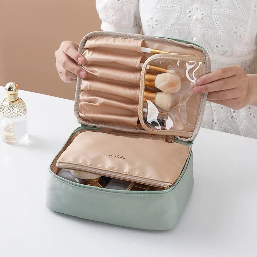Travel Cosmetics Storage Bag Large Capacity Detachable Makeup Bag with Brush Holder Waterproof Toiletry Bag for WomenWashing Bag Peaceful Pleasures Health and Wellness