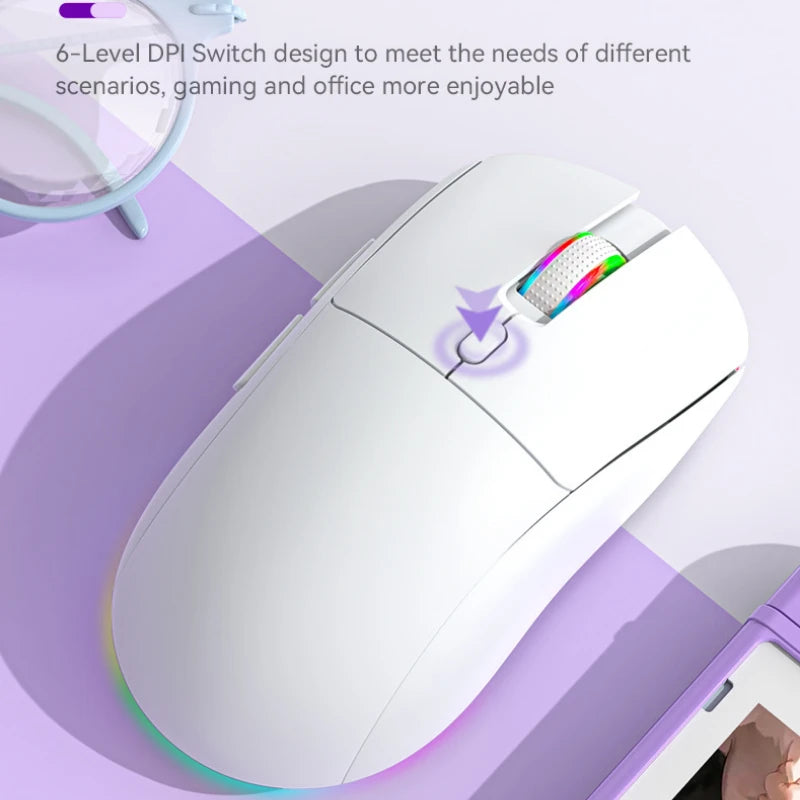 Tri-mode RGB Gaming Mouse Dual BT/2.4G/USB Wired Mouse Rechargeable Mouse 6 Button 4800DPI Bluetooth 5.3 Mouse for Laptop Tablet Peaceful Pleasures Health and Wellness