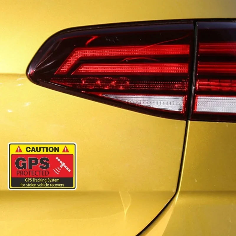 4PCs 7.3CM*4.8CM Warning Car Sticker Caution GPS Tracking System Protected Decal Car Window Bumper Stickers Peaceful Pleasures Health and Wellness