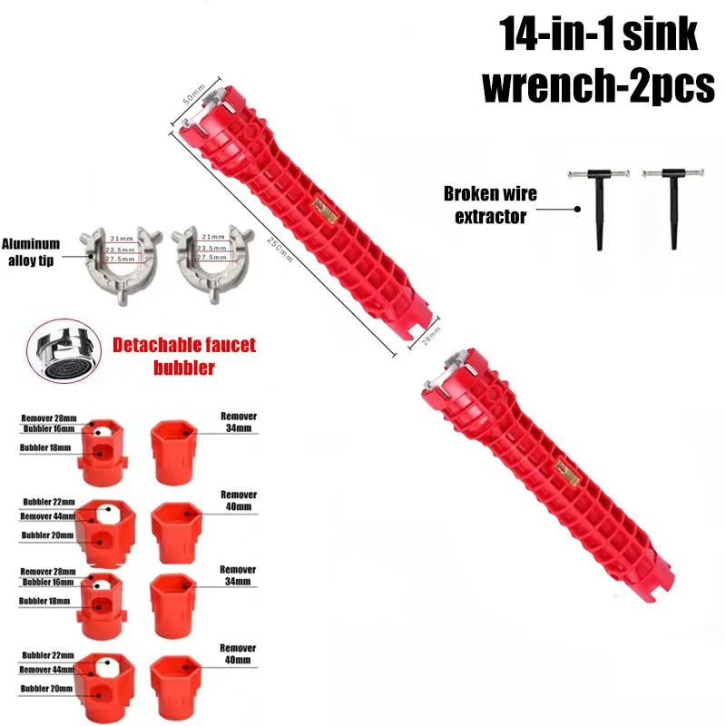 14-in-1 Sink Faucet Plumbing Wrench Set | Multi-Function Tool