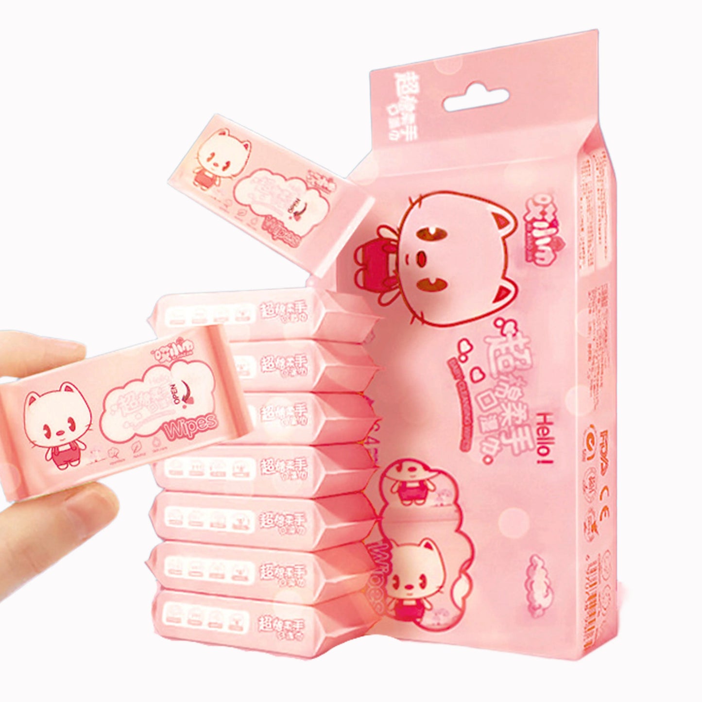 Mini Disposable Travel Wipes – 64pcs Hand & Mouth Cleaning