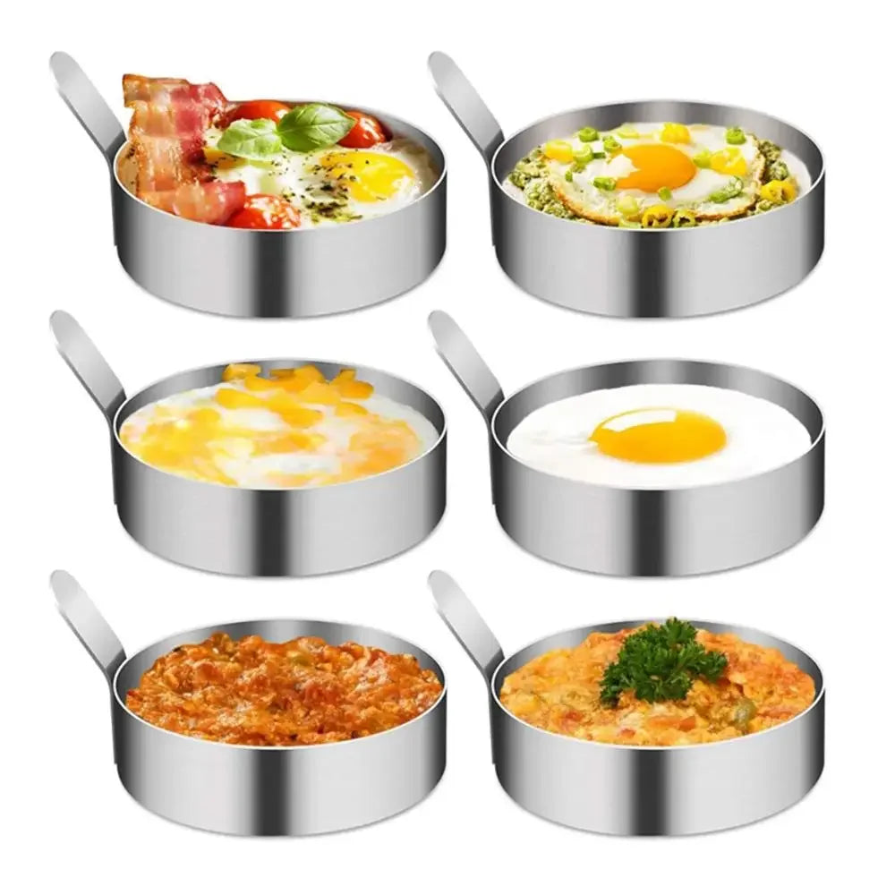 Egg Frying Mold Home Kitchen Baking Mold 304 Stainless Steel Egg Frying Round Mould Creative Mould with Heat-resistant Handle Peaceful Pleasures Health and Wellness