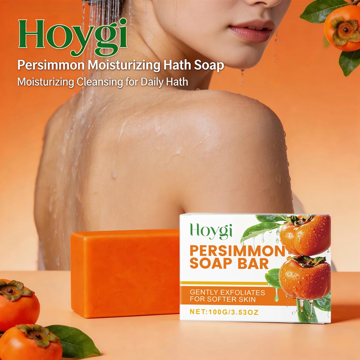 Persimmon Soap Bar Gentle Cleansing Skin Purifying and Deodorizing Soap for Fresh Skin Nourishes and Moisturizes Bath Soap 100g Peaceful Pleasures Health and Wellness