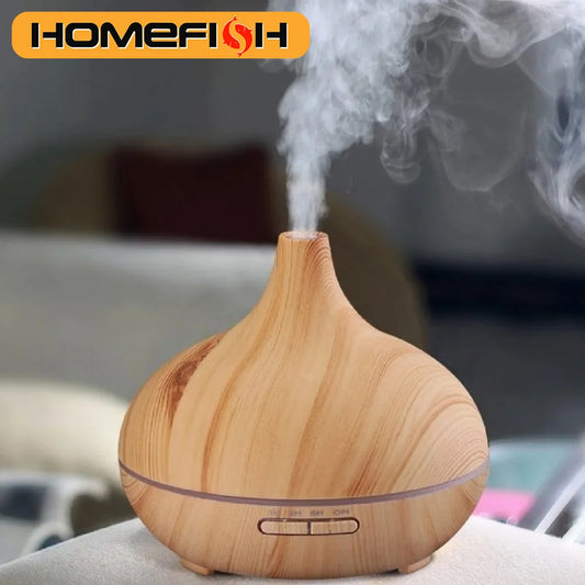 HOMEFISH 4 in 1 Air Humidifier with Starry Projector Aromatherapy Diffuser USB Rotate Projection Light Mist Maker Fogger Peaceful Pleasures Health and Wellness