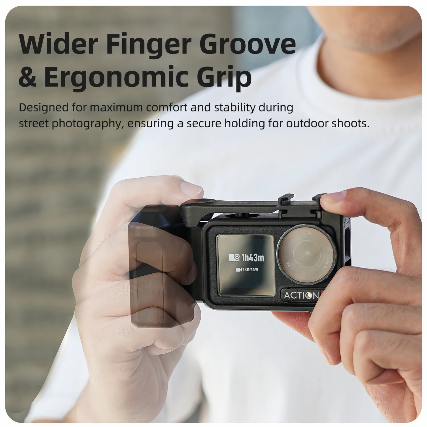 Finger Placement With Ergonomic Design For DJI Action 5 Pro/4/3 Street Shot Handle Frame Protective Case Wider Peaceful Pleasures Health and Wellness