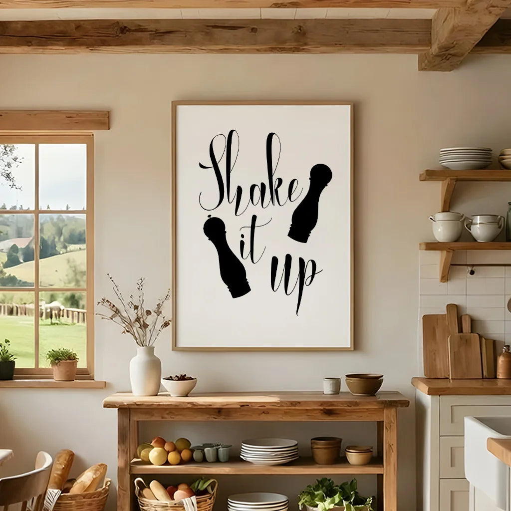 Kitchen Inspirational Wall Art, Modern Cooking Quotes Canvas Painting, Minimalist Black White Poster Print for Dining Room Decor Peaceful Pleasures Health and Wellness