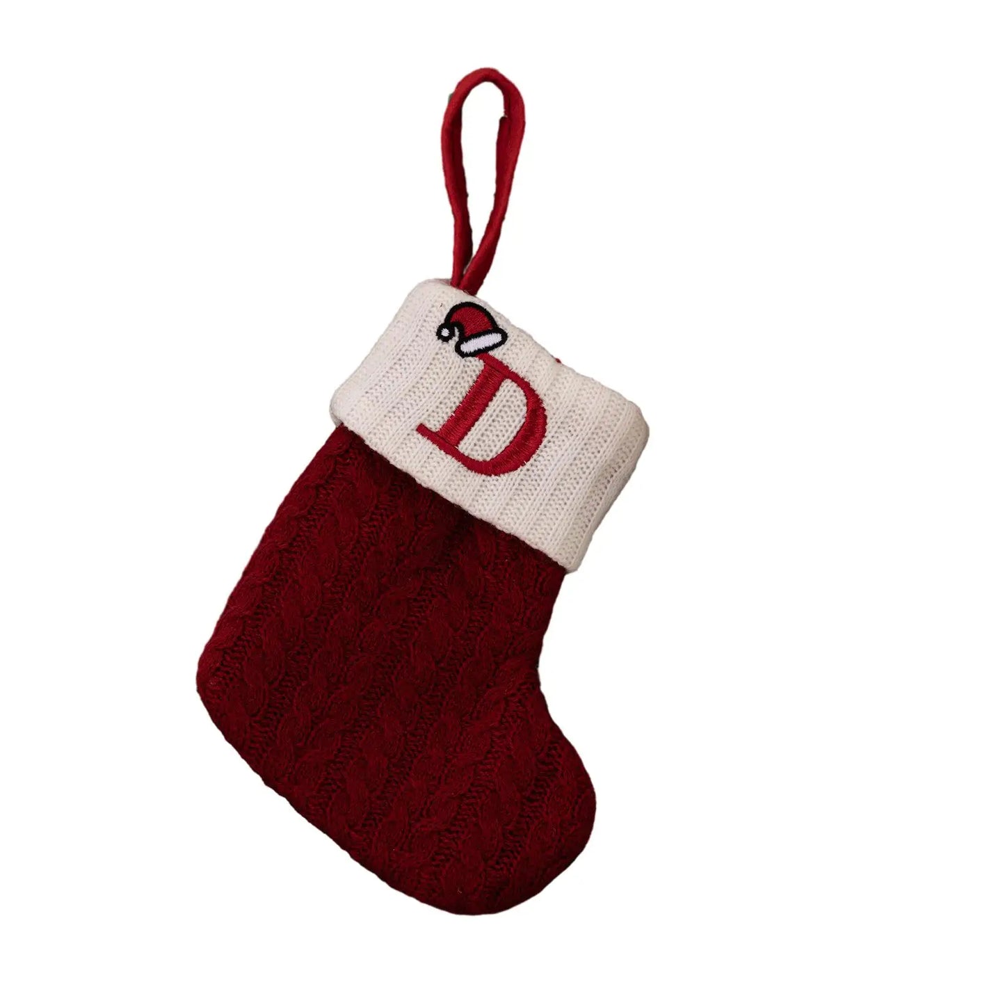 Knitted Christmas Stocking Ornament – Snowflake & Alphabet