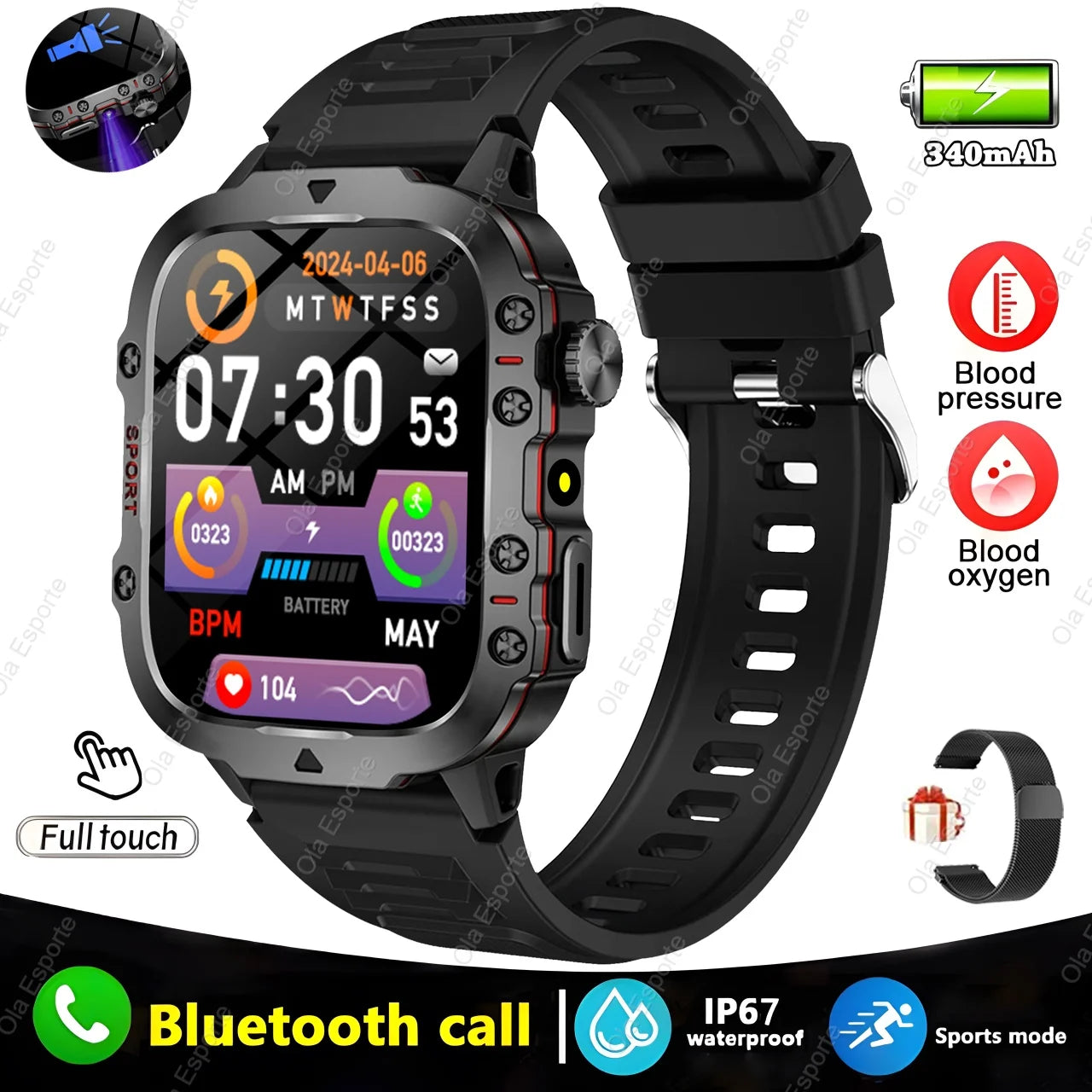 New Outdoor Military GPS Smart Watch Men Waterproof Multiple Sport Mode Fitness HD Bluetooth Calls Smartwatch Men Women Bracelet Peaceful Pleasures Health and Wellness Bk20Milan