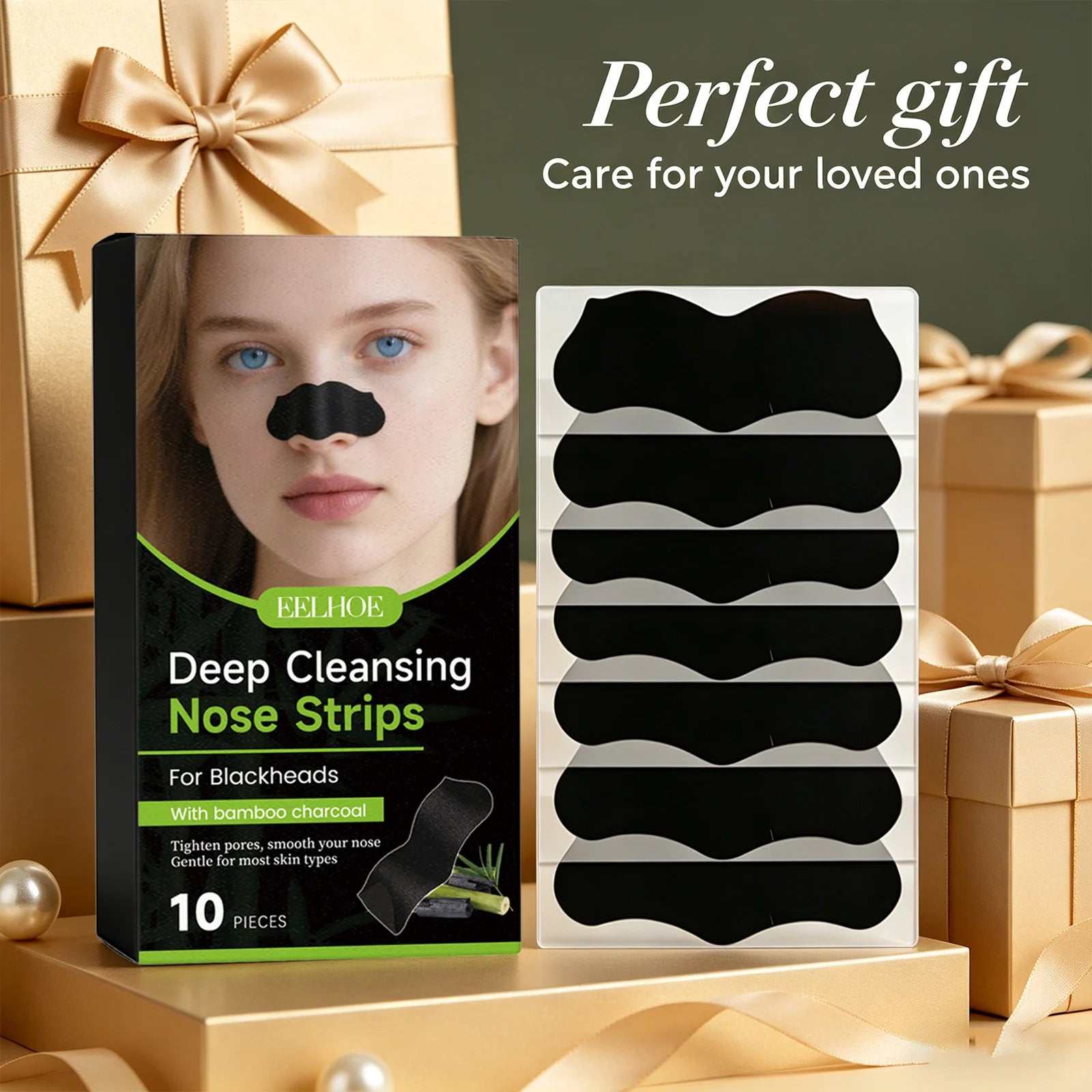 Deep Cleansing Nose Strips Removing Blackhead Unclogs Pores Control Oil Smooths Nose Skin Refreshing Bamboo Charcoal Pore Strips Peaceful Pleasures Health and Wellness