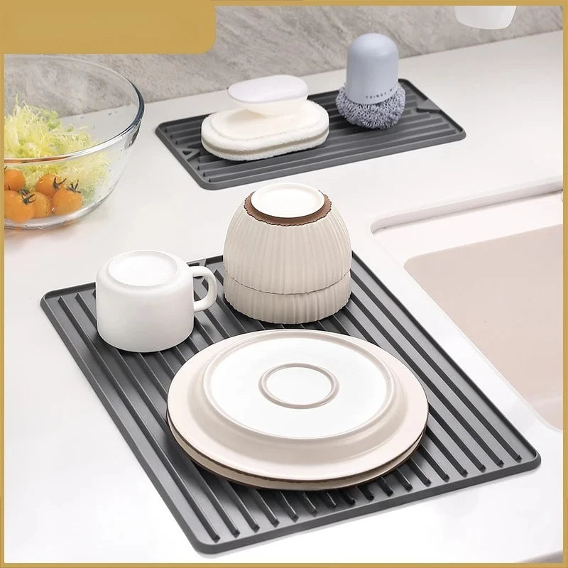 Silicone Dish Drying Mat for Kitchen Counter-Eco Friendly Food Grade Silicone Drying Mat,Easy to Clean Heat Resistant Dish Mat Peaceful Pleasures Health and Wellness