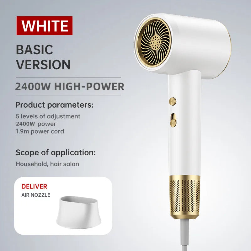 New Generation High-Speed Hair Dryer 2400W High-Power Blue Light Negative Ion Ultra Silent Recommended For Home Hair Salons Peaceful Pleasures Health and Wellness N US