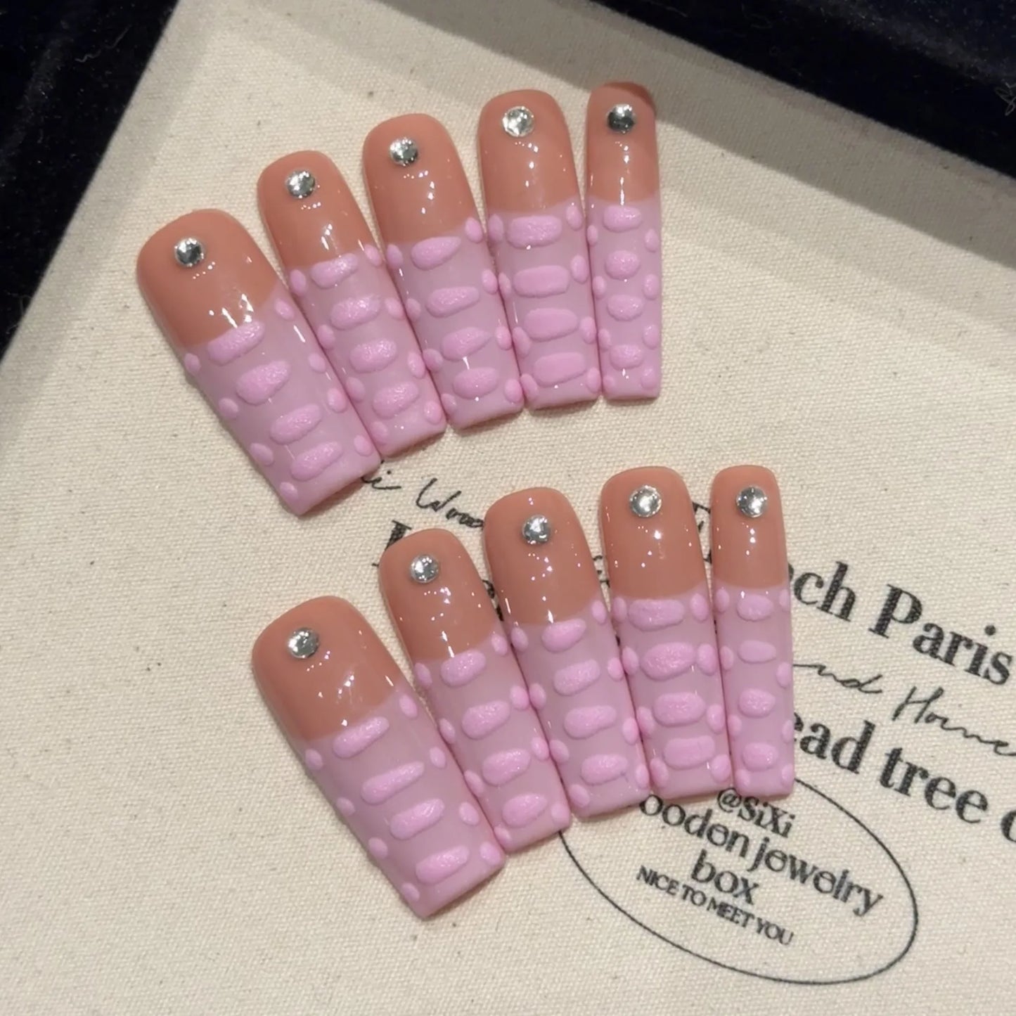 Handmade Press-On Nails | Pink French Long Ballet Fake Nails