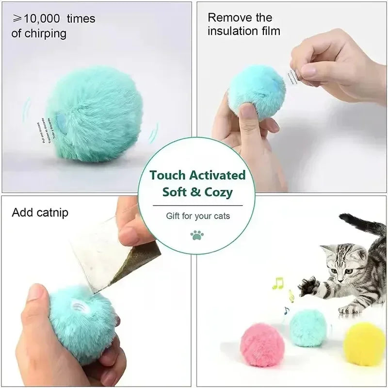 Interactive Plush Catnip Sound Ball Toy for Cats & Kittens