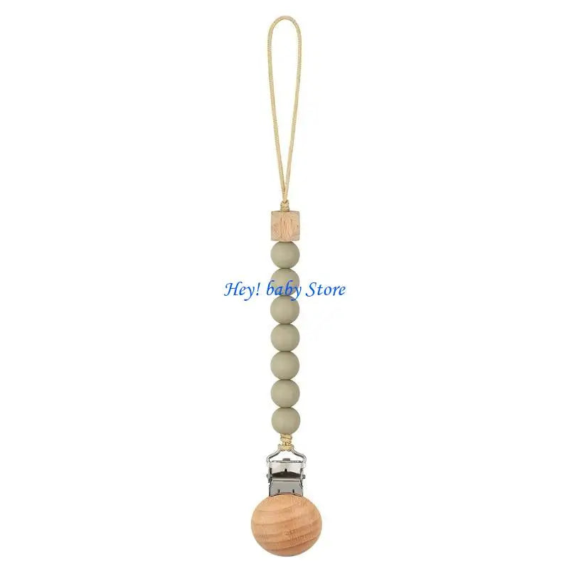 Baby Pacifier Clip Chain | Silicone Beads & Wooden Teether