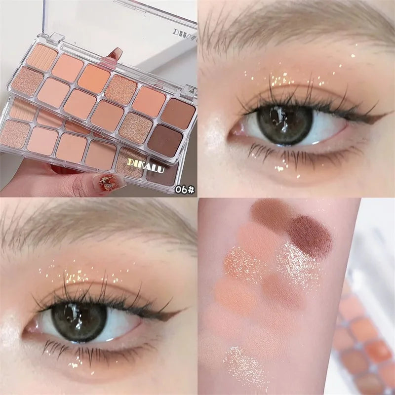 12-Color Glitter Shimmer Eyeshadow Palette | Peach & Pearl